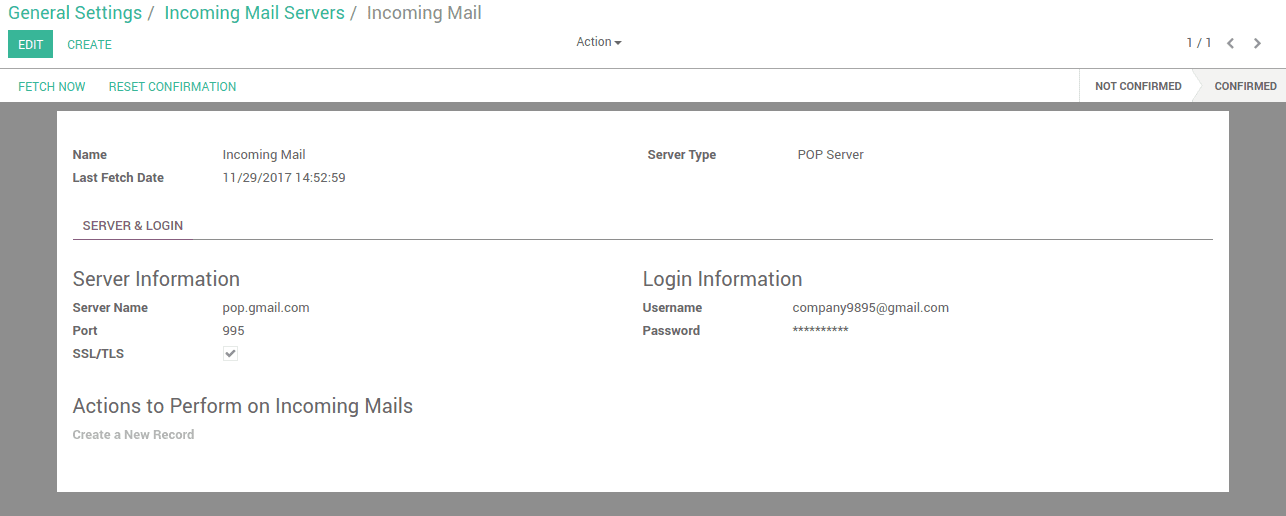 hostname for incoming mail server