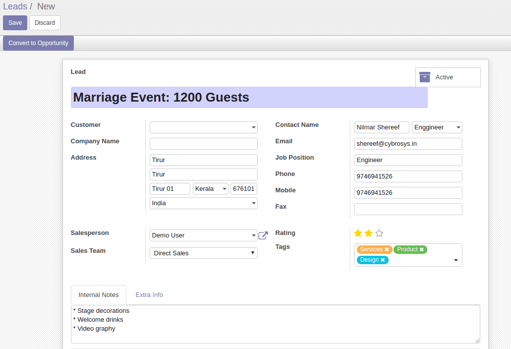 Lead management in crm