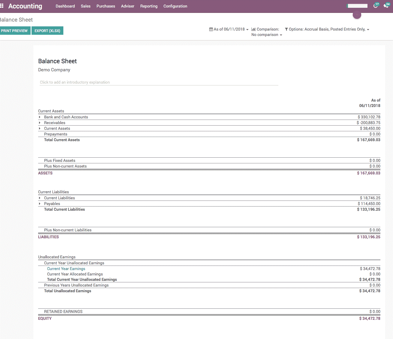 Odoo Dynamic Financial Report